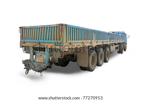 Long blue chinese truck with diminishing perspective