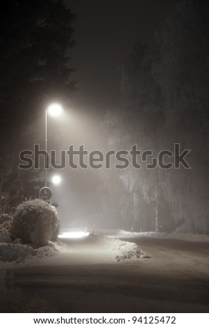 street light in suburban area at night