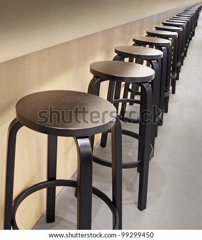 Row of empty bar stools with vintage look