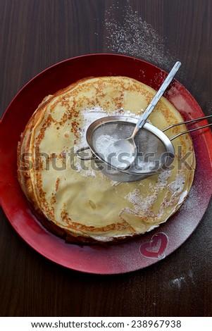 Powdered Icing Sugar on a Pancake