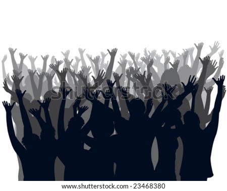 cheering crowd silhouette. stock vector : cheering crowd