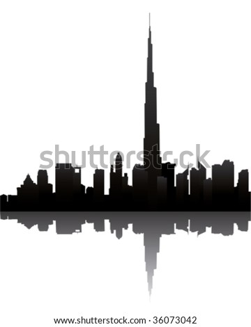 Dubai Skyline At Night. stock vector : dubai skyline