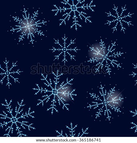 Seamless winter pattern with snowflakes made with rhinestones. Good for gift present packaging, any new year and christmas card or invitation design.