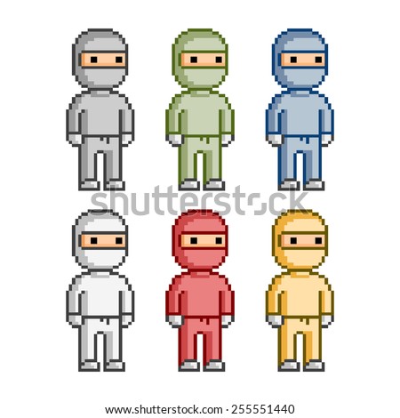 Pixel art set ninja