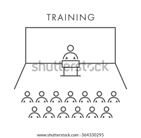 Line Icon Training, Presentation And Seminar. Vector Business Symbol