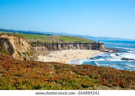 Beach and seaside cliffs at Half Moon Bay California