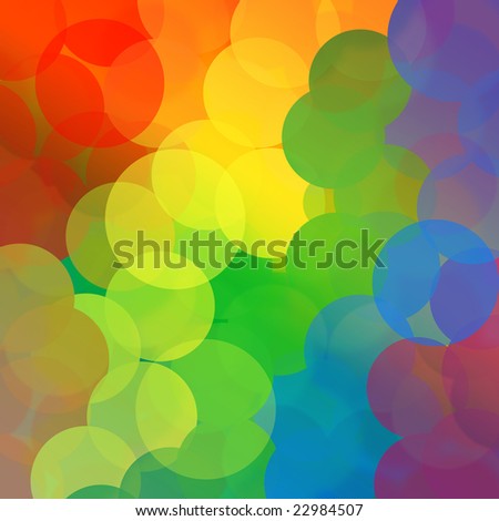 Colorful rainbow dots are scattered and clumped together.