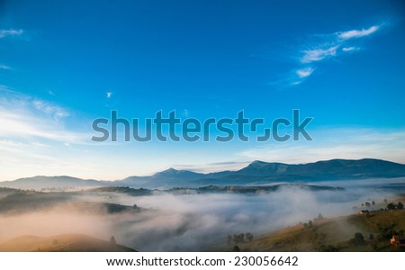Mistic fog in the mountains, Carpathian, Ukraine