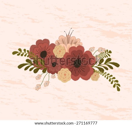 Vector vintage bouquet. Decorative element for your design. Flower bouquet.