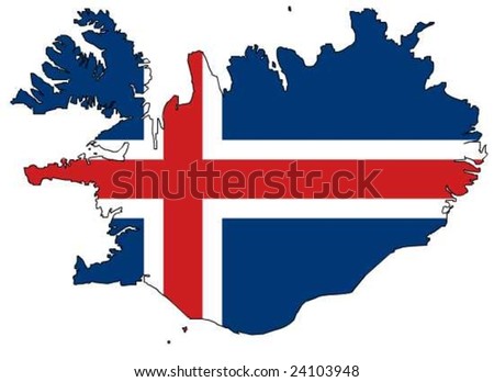 Iceland: outline and flag