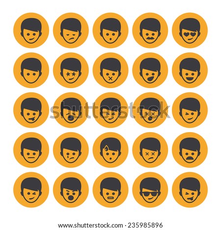 Set of different emoticons vector, yellow people faces