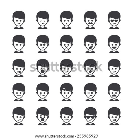 Set of different smileys vector, people faces