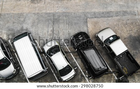 BANGKOK THAILAND - JULY 17 - Top view of car parking  at unidentifield residential at Town in Town area on July 17, 2015 in Bangkok Thailand