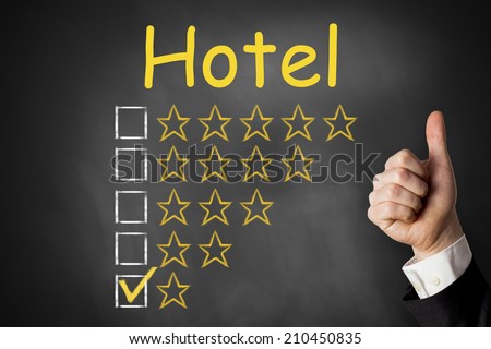 thumbs up chalkboard hotel rating one star
