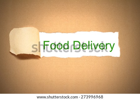 brown package paper carton torn to reveal white space food delivery