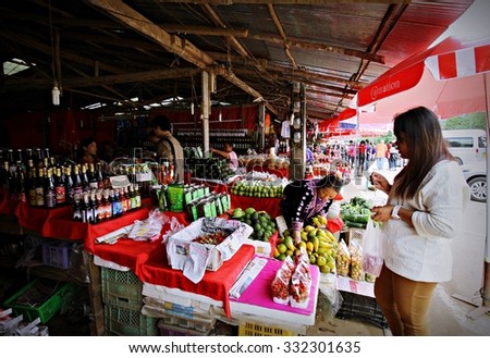 October 22, 2015 the native people sell their products at the attraction Doi Inthanon in Chiang Mai , Thailand .
