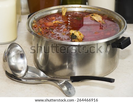 Traditional ukrainian beet tomato cabbage soup