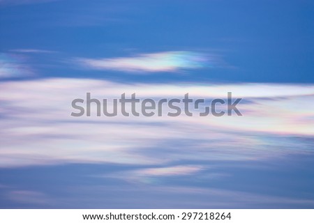 iridescent clouds.Diffraction can make clouds shine with colours like a corona.