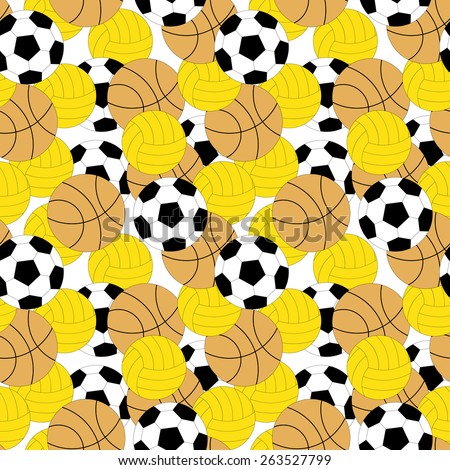 Seamless vector pattern with balls for active sports in the air.