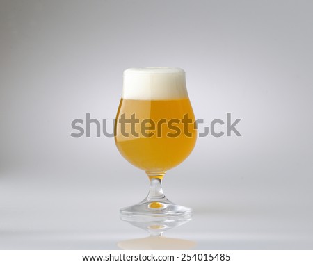 glass of beer on a gray background