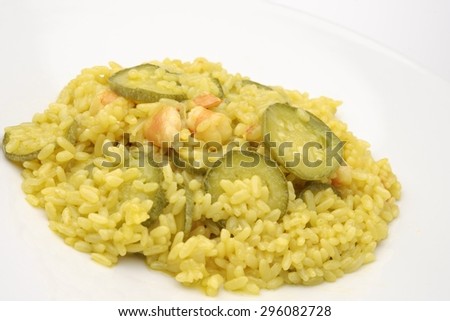 risotto with shrimp and courgettes