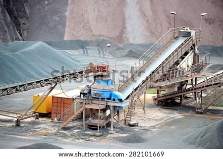 stone crusher in porphyry surface mine. hdr image