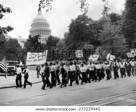 Bonus Army parade in Washington DC Members of \'The Rank and File Group\' march on July 15 1932.