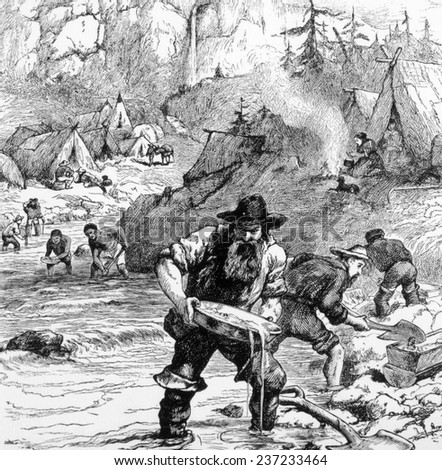 The Gold Rush, gold-washing in California, 1849.