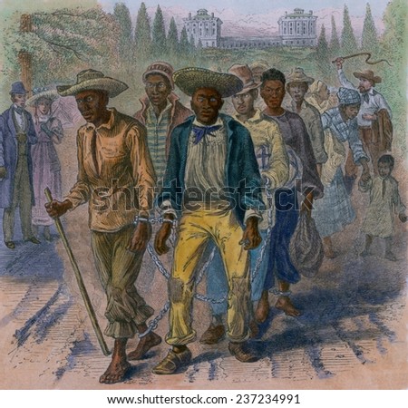 Image depicts an 18 15 slave-coffle wearing handcuffs and shackles passing the United States Capitol During the Civil War the Compensated Emancipation Act (April 18.