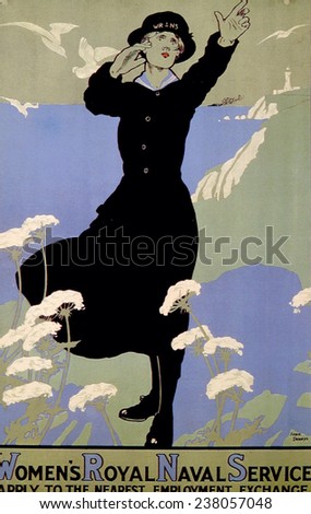 World War I British Woman\'s Royal Navy recruiting poster by Joyce Dennys, 1916