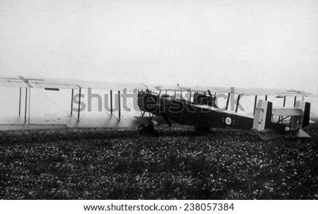 World War I, a captured German Gotha bomber with French insignia, ca. 1917