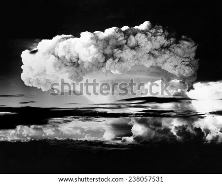 Atomic energy: An explosion of the H-Bomb during testing in the Marshall Islands, 1952,