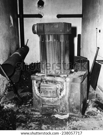 A gas generator used to fill the gas chambers at a concentration camp near Natzviller France 1944