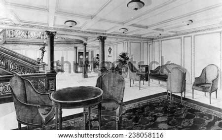 The restaurant reception room of the RMS Titanic which sank after hitting an iceberg on its maiden voyage 1912