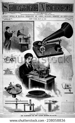 Scientific American magazine, depicting recording devices, New York, May 16, 1896.