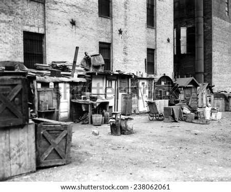 Great Depression Shantytown at West Houston Street New York City