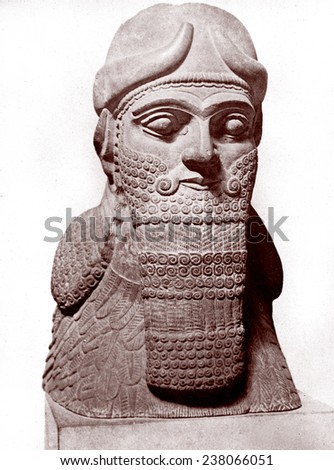 Assyria, from the Temple of Nabu, the head of the god of writing, Nimroud ca 811-783 BC, photo ca 1860.