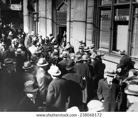 The Great Depression Men on the street during a bank run