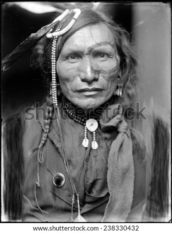Wild West. Iron White Man, a Sioux Indian from Buffalo Bill\'s Wild West Show. Gertrude K_sebier, photographer, ca. 1900.