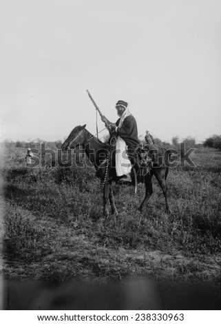 Bedouin hunter with his falcon, Jerusalem, photograph by American Colony Photo Department, 1898-1946