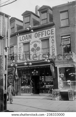 Pawn shop, photograph, 1900s-1930s.