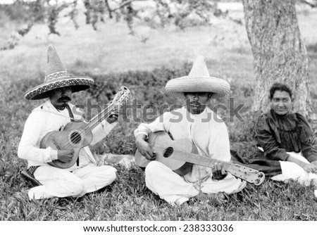 Folk Music. Musical picnic, photo by Hugo Brehme, Mexico, D.F. ca. 1910s