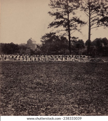 The Civil War, Union prisoners burying ground, Charleston, South Carolina, photograph by George N. Barnard, 1865.