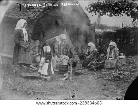 WORLD WAR I, returned Serbian refugees, photograph ca 1914.