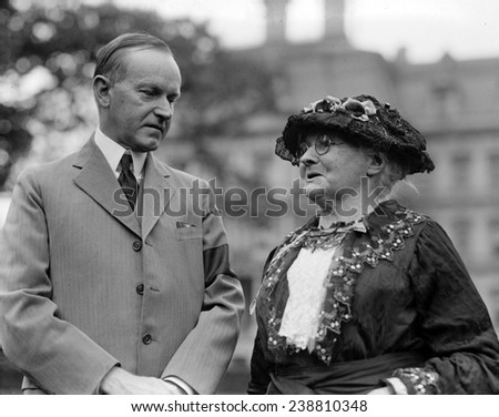 President Calvin Coolidge and Mother Jones. Mary Harris Jones, at the White House, Washington, DC. photo September 26, 1924