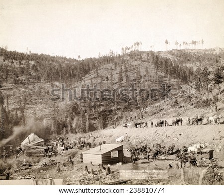 Whitewood Canyon, Wade and Jones R.R. Camp, Black Hills, South Dakota. photo by John C. Grabill, 1890