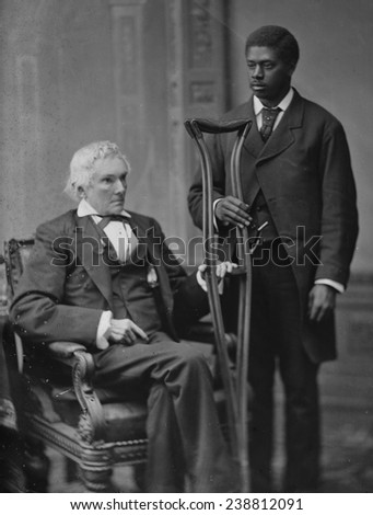 Alexander Hamilton Stephens, Vice President of the Confederate States of America, (with colored man attendant) ca. 1865-1880, Mathew Brady Studio