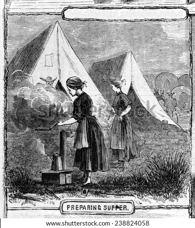 Life on the plains: preparing supper. from sketches by Mr. James F. Gookins
