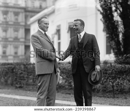 1924 group photo of President Calvin Coolidge, and Theodore Roosevelt, Jr., son of President Theodore Roosevelt, who led a distinguished public career.