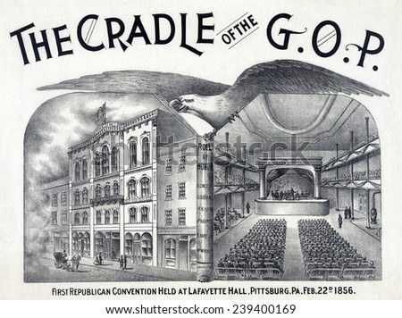 Lafayette Hall, Pittsburgh, PA where the newly established Republican party held its first convention in Feb. 1856.